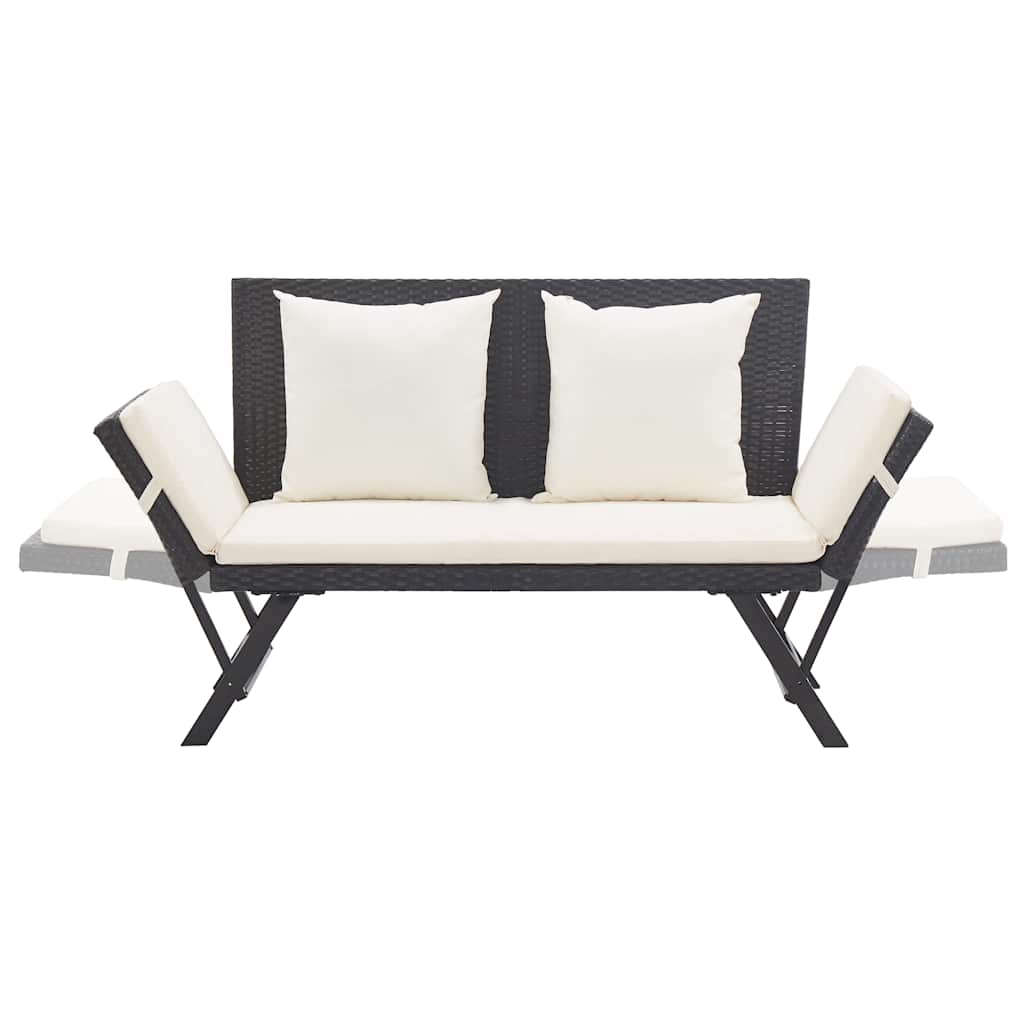vidaXL Tuinbank met kussens 176 cm poly rattan zwart