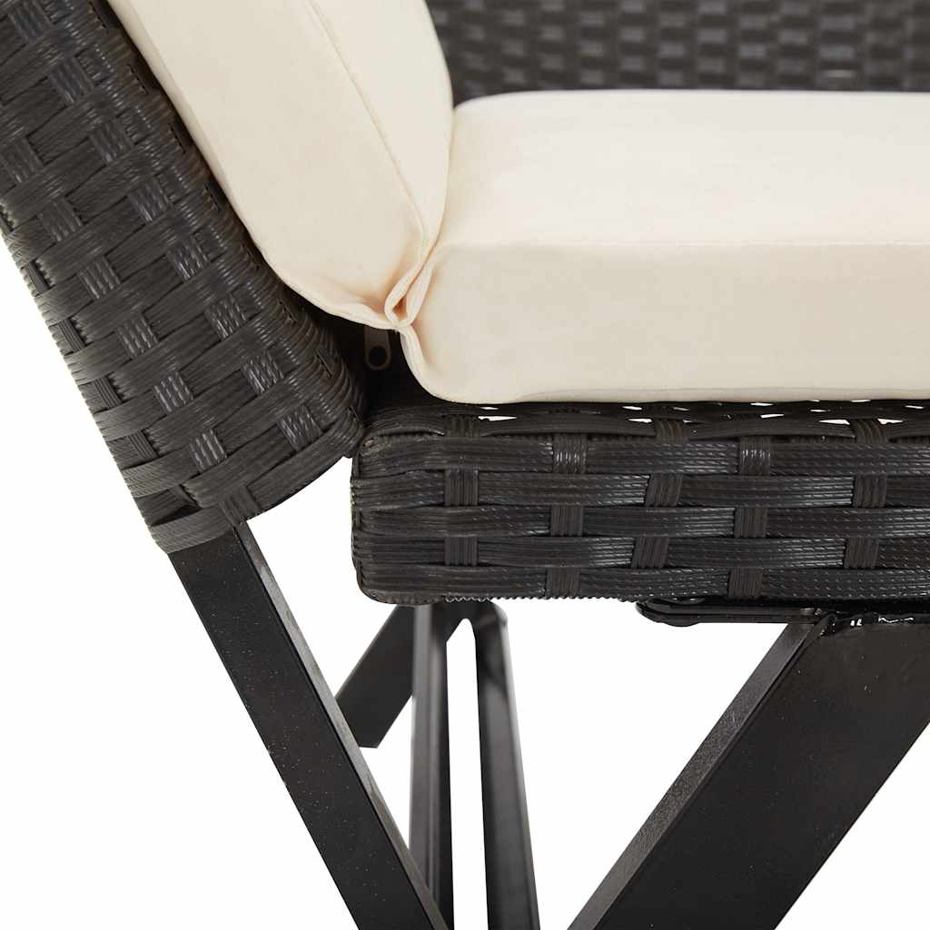 vidaXL Tuinbank met kussens 176 cm poly rattan zwart