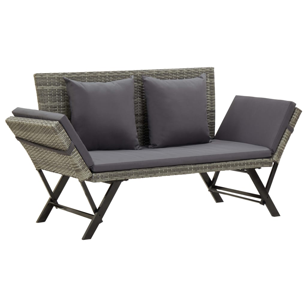 vidaXL Tuinbank met kussens 176 cm poly rattan zwart