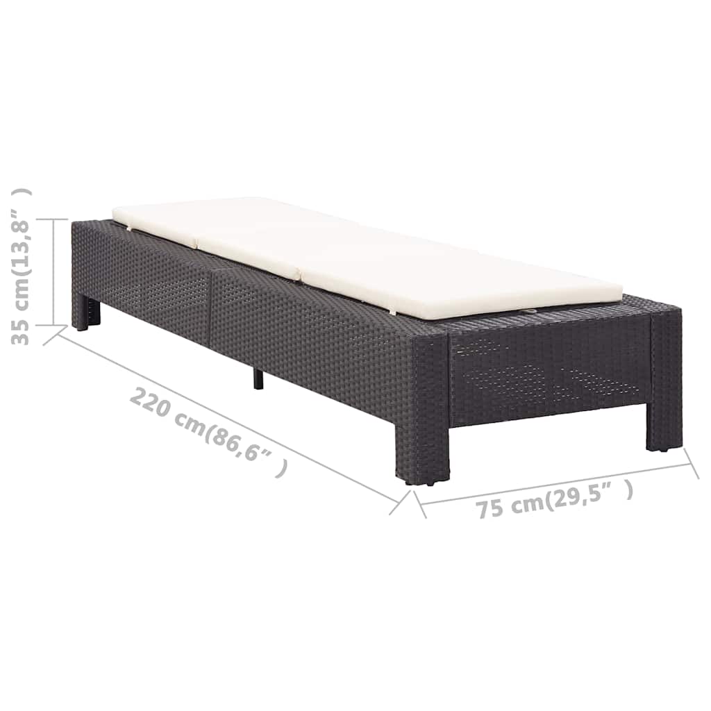vidaXL Ligbed met kussen poly rattan zwart