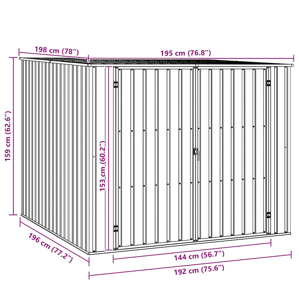 vidaXL Tuinschuur 195x198x159 cm gegalvaniseerd staal groen