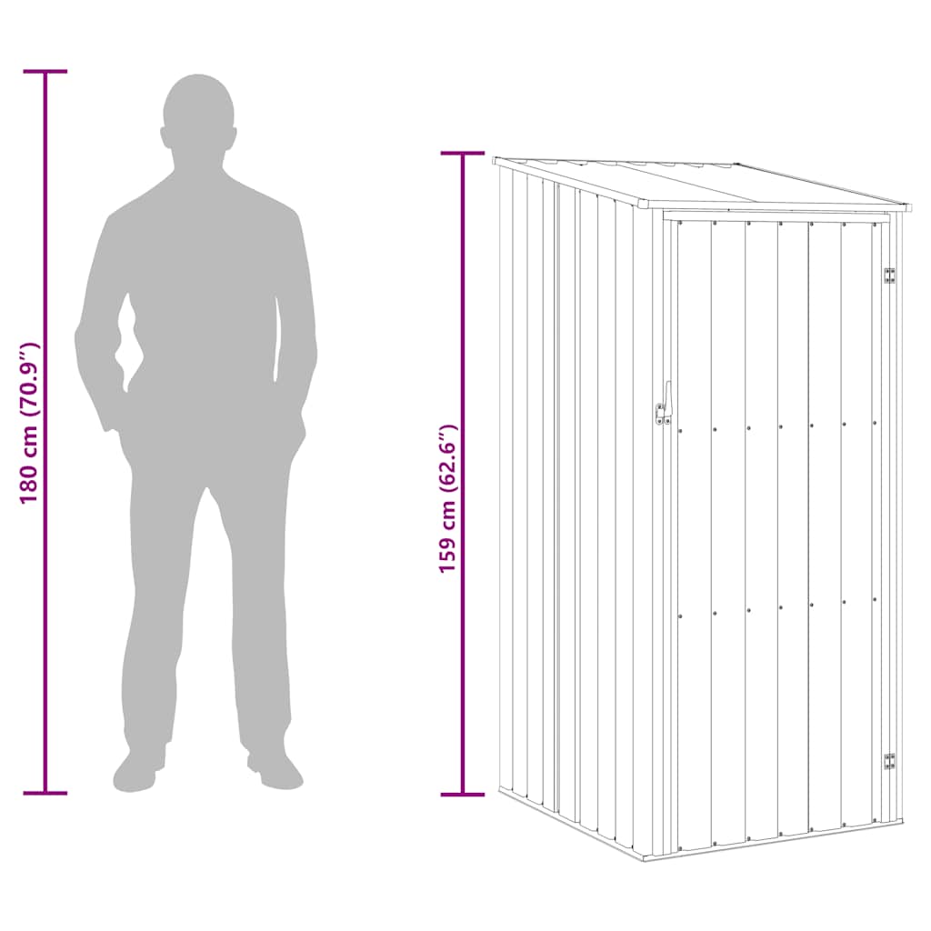 vidaXL Garden Shed 87x98x159 cm Galvanized Steel Green