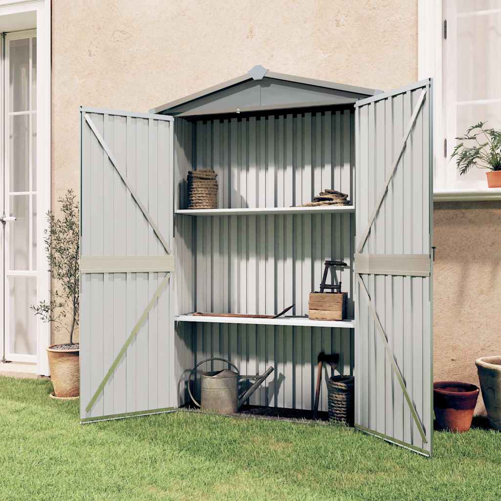 vidaXL Garden Shed 116x45x175 cm Galvanized Steel Green