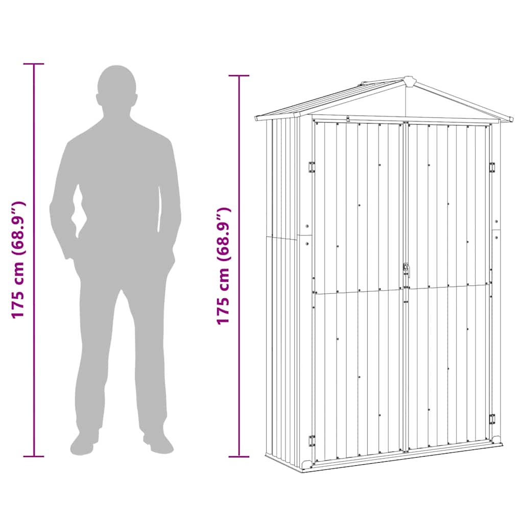 vidaXL Garden Shed 116x45x175 cm Galvanized Steel Green