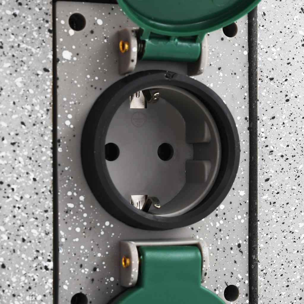 vidaXL Garden Power Socket Rock-Look 4-Way 16x16x29.5 cm Grey