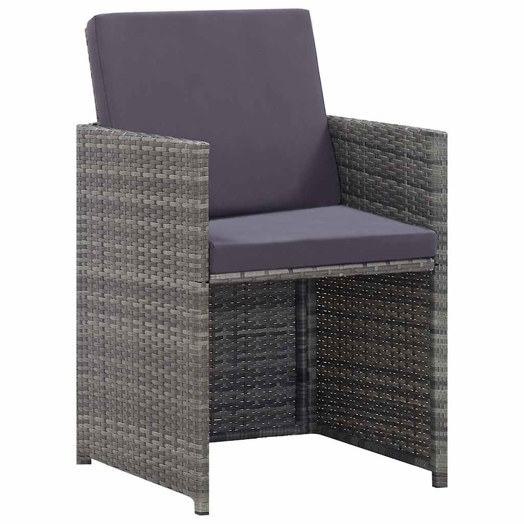 vidaXL 5-delige Tuinset poly rattan en acaciahout antraciet