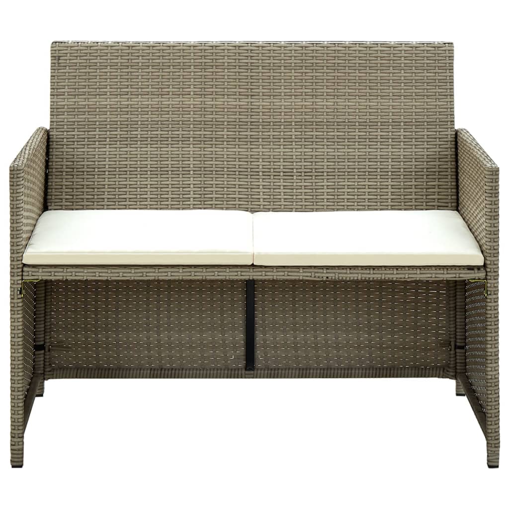 vidaXL Tuinbank 2-zits met kussens poly rattan zwart