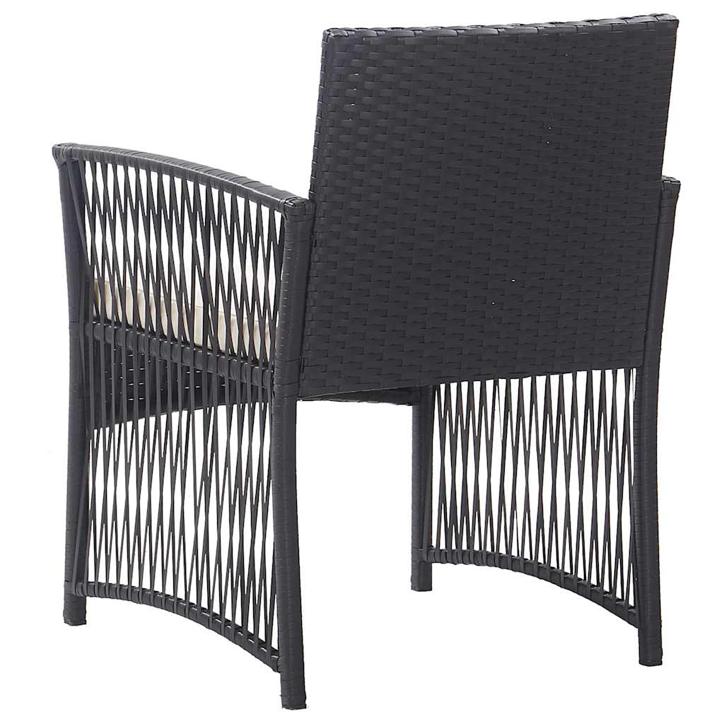 vidaXL Tuinstoelen met kussens 2 st poly rattan zwart