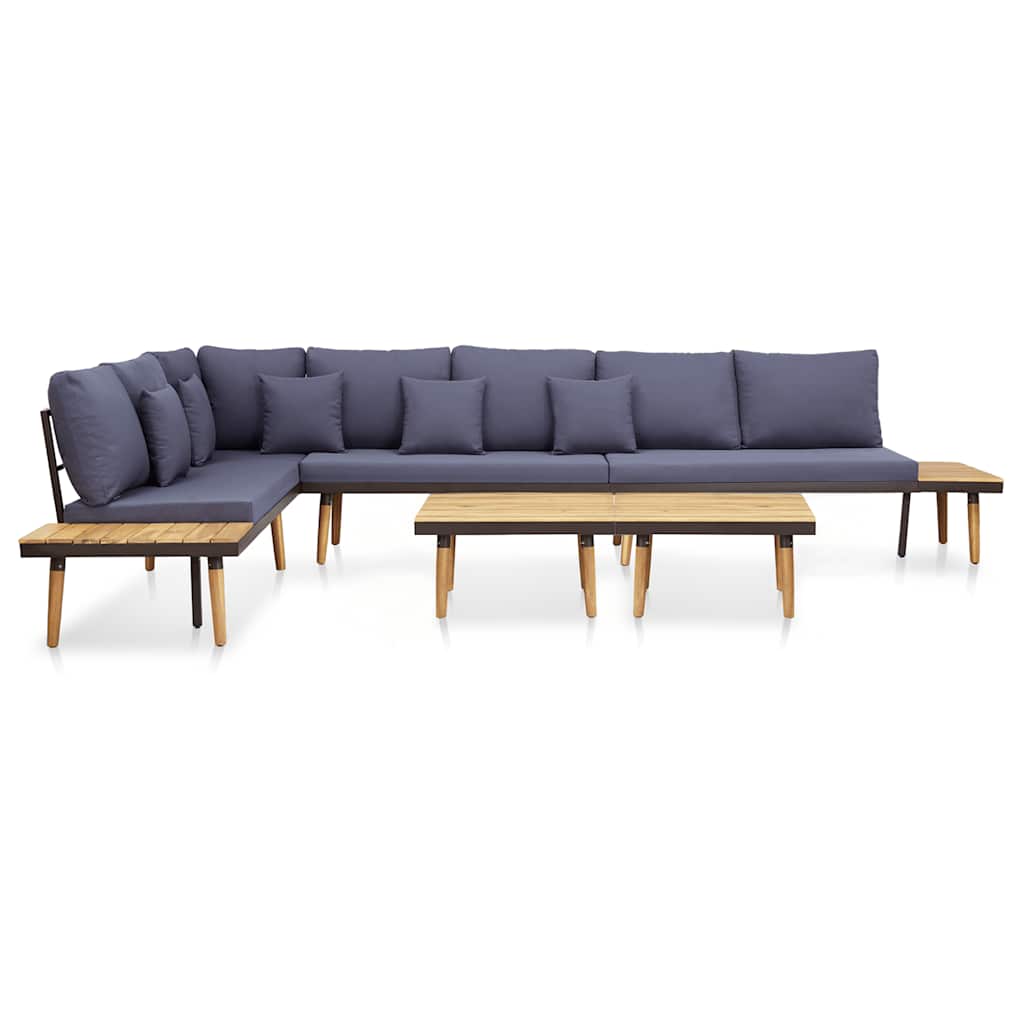vidaXL Loungeset 7-zits met kussens massief acaciahout bruin