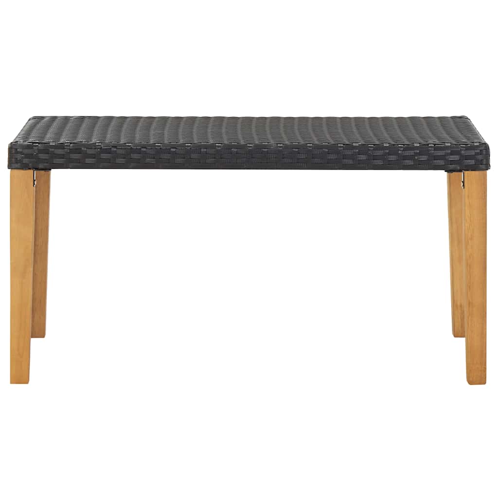 vidaXL Garden bench 120 cm poly rattan and solid acacia wood black