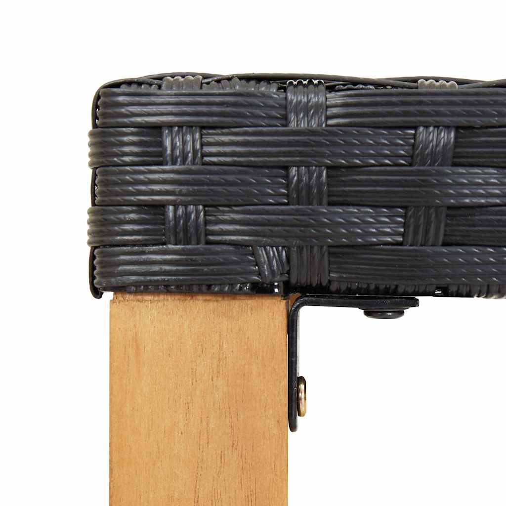 vidaXL Garden bench 120 cm poly rattan and solid acacia wood black