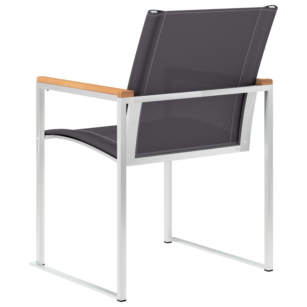 vidaXL Tuinstoelen 4 st textileen en roestvrij staal grijs