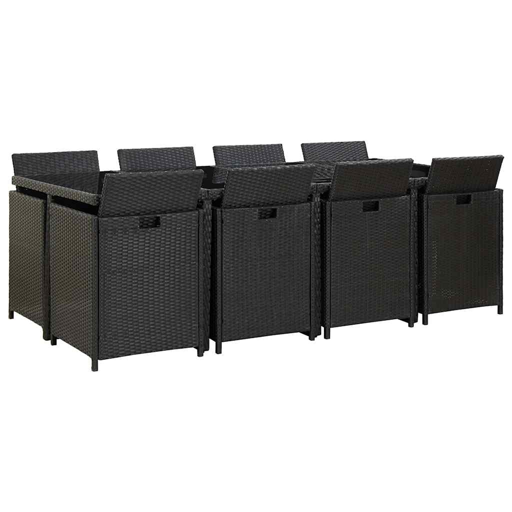 vidaXL 5-delige Tuinset met kussens poly rattan zwart