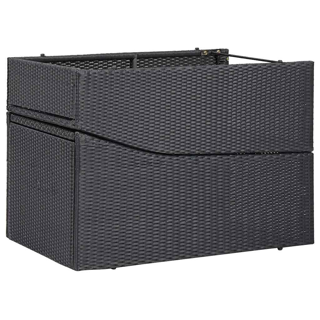 vidaXL Sun Lounger with Cushion Poly Rattan Black