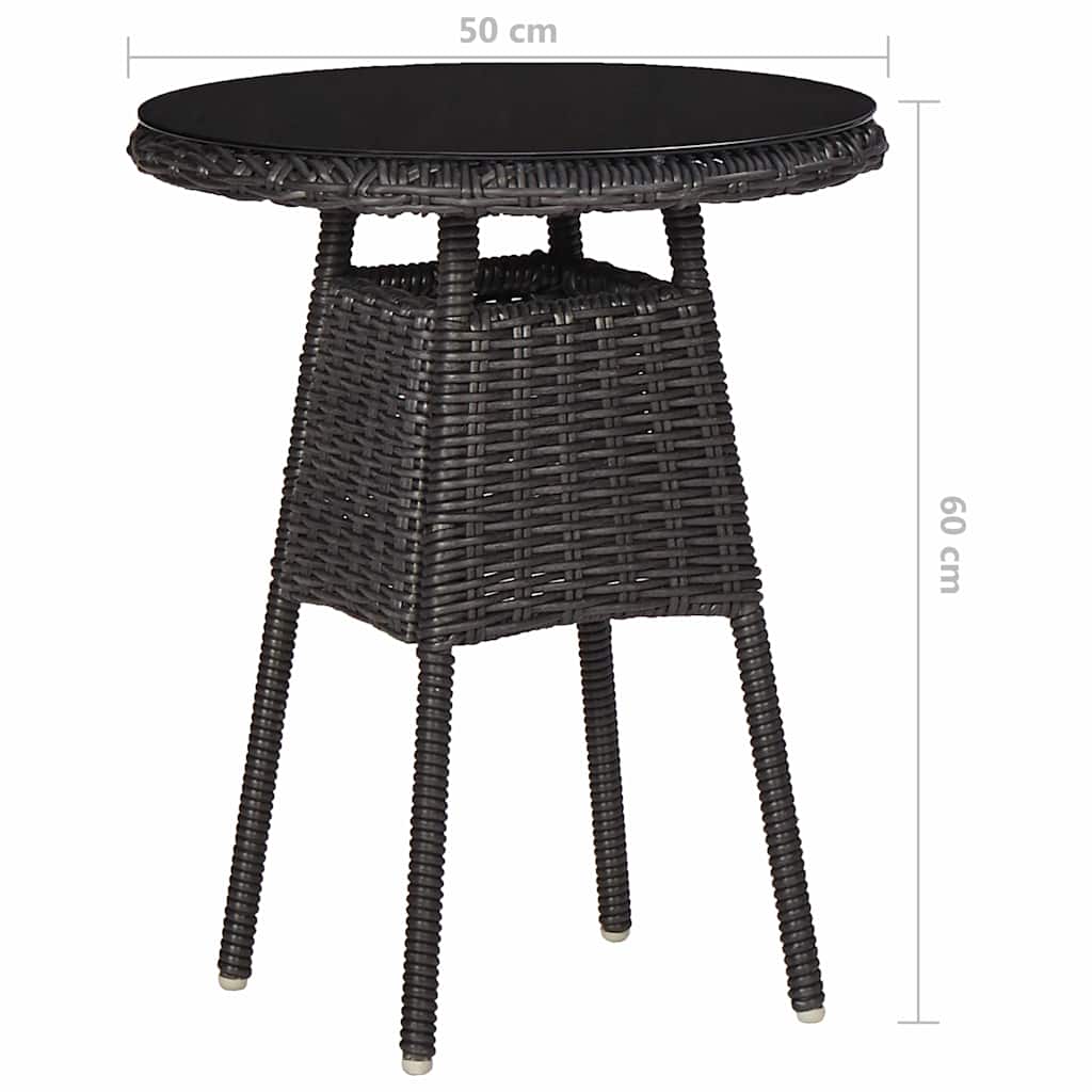vidaXL 3-delige Bistroset met kussens poly rattan zwart