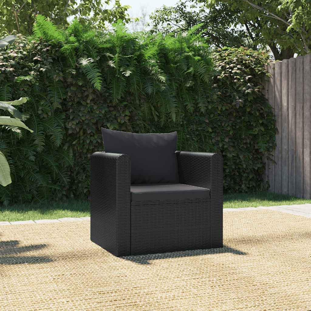 vidaXL 9-piece Poly Rattan Lounge Set with Cushions Black