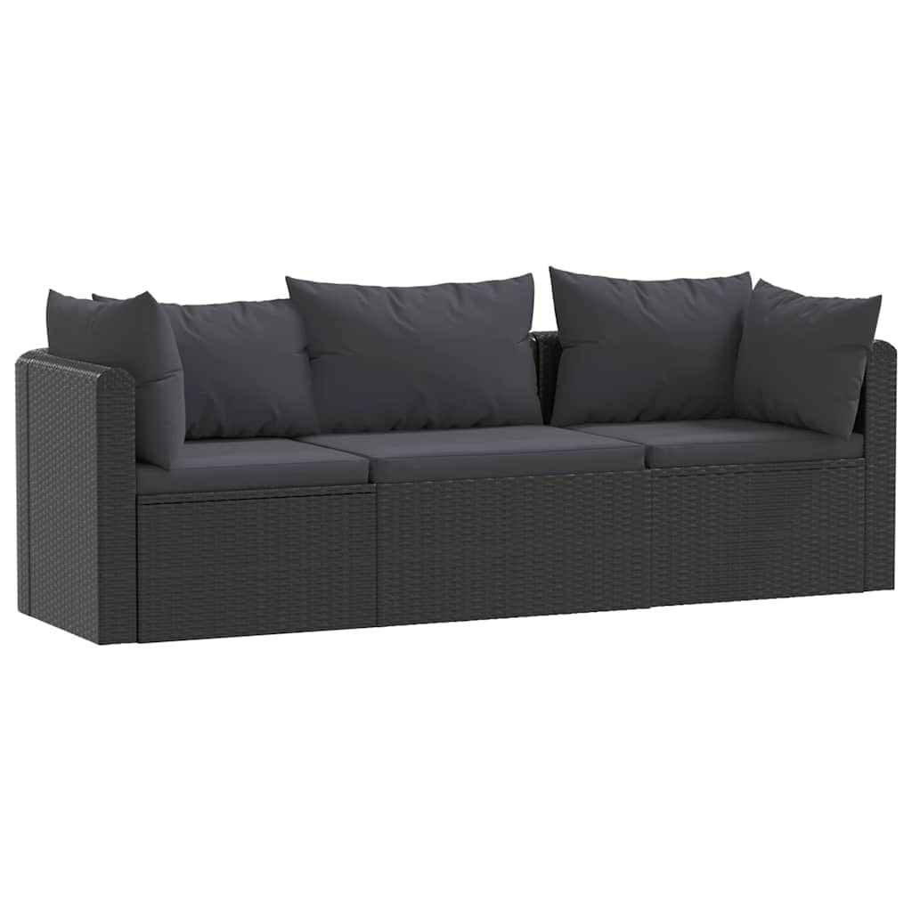 vidaXL 9-piece Poly Rattan Lounge Set with Cushions Black