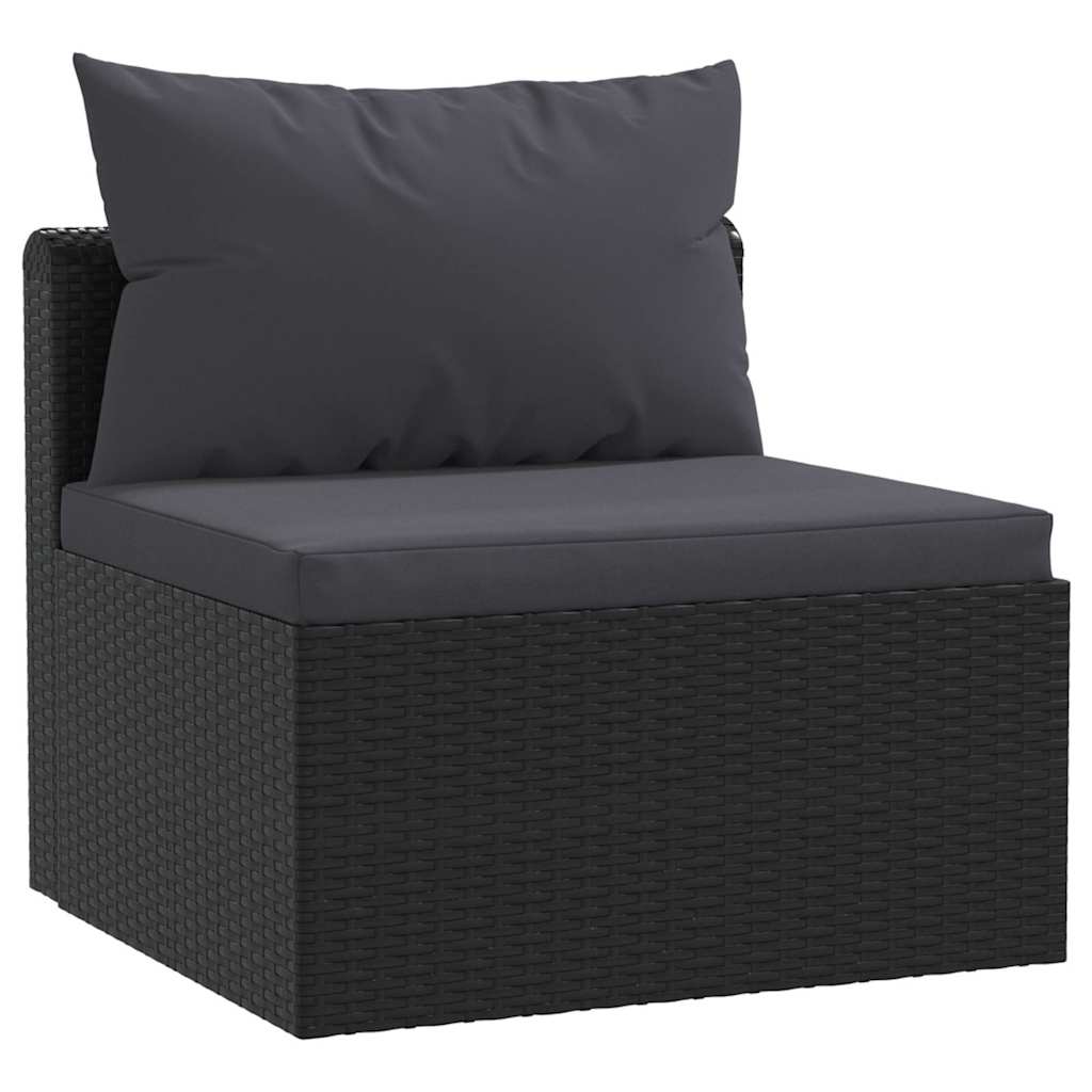 vidaXL 9-piece Poly Rattan Lounge Set with Cushions Black