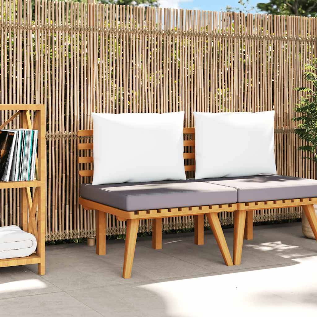 vidaXL Banquette de jardin à 2 boutons avec coussins en acacia massif