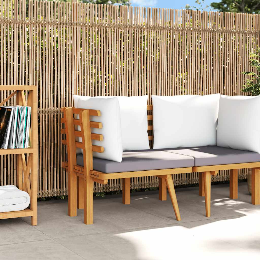 vidaXL Banquette de jardin à 2 boutons avec coussins en acacia massif