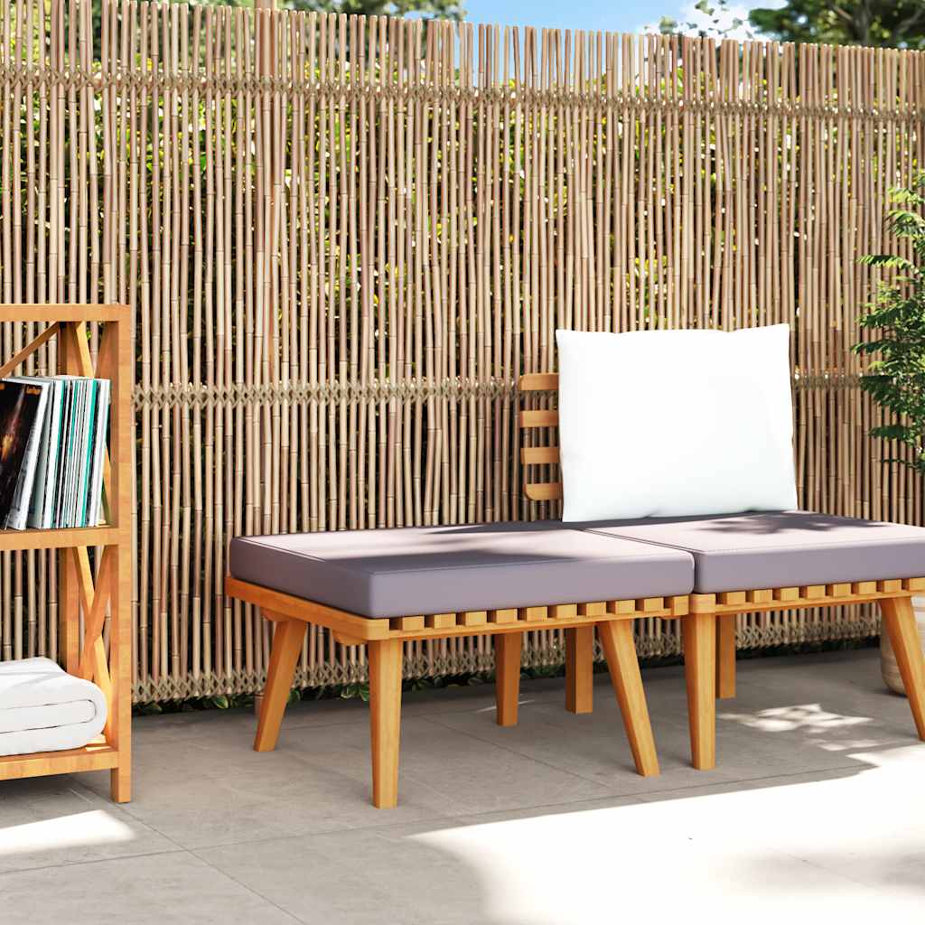 vidaXL Banquette de jardin à 2 boutons avec coussins en acacia massif