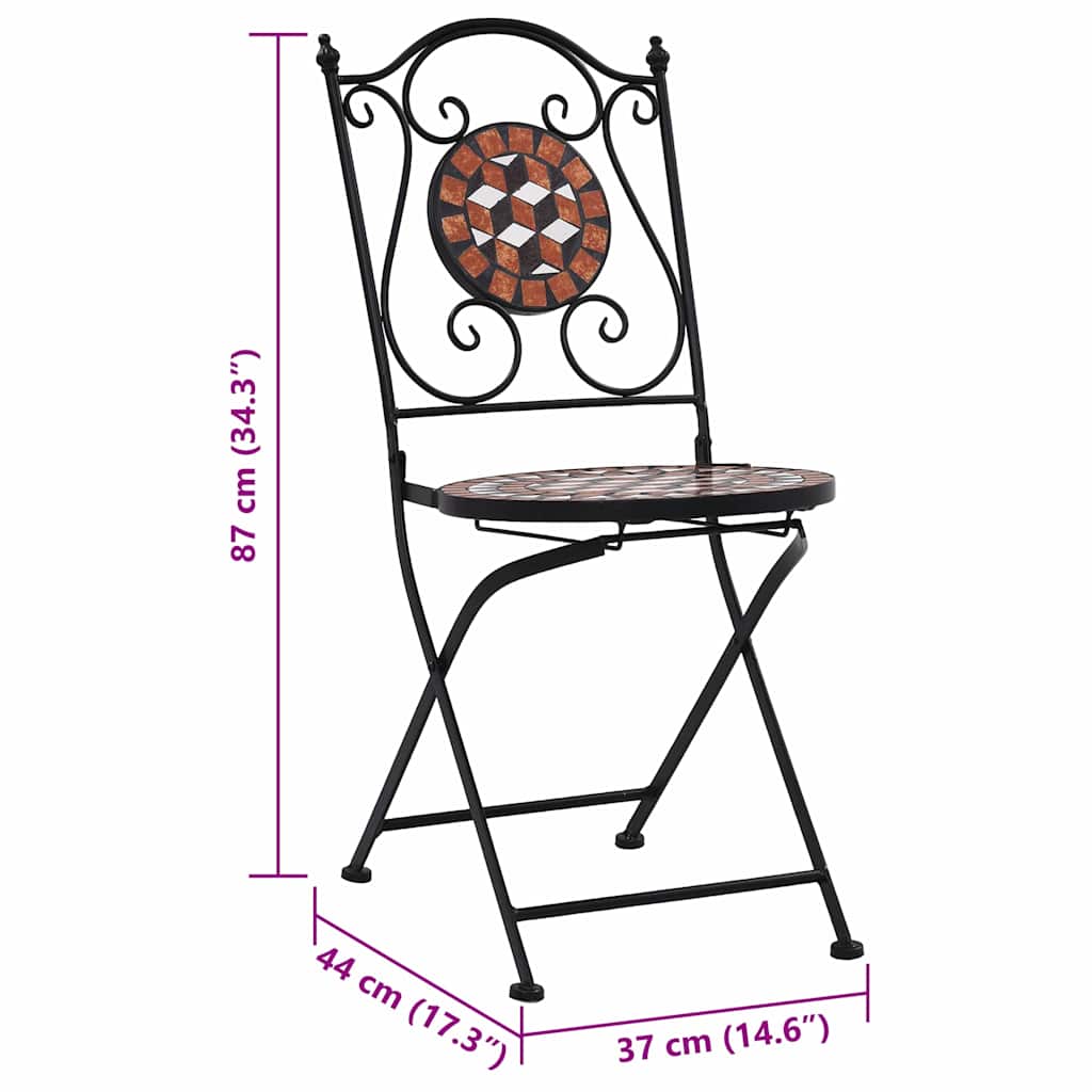 vidaXL Bistro Chairs mosaic 2 pcs ceramic brown