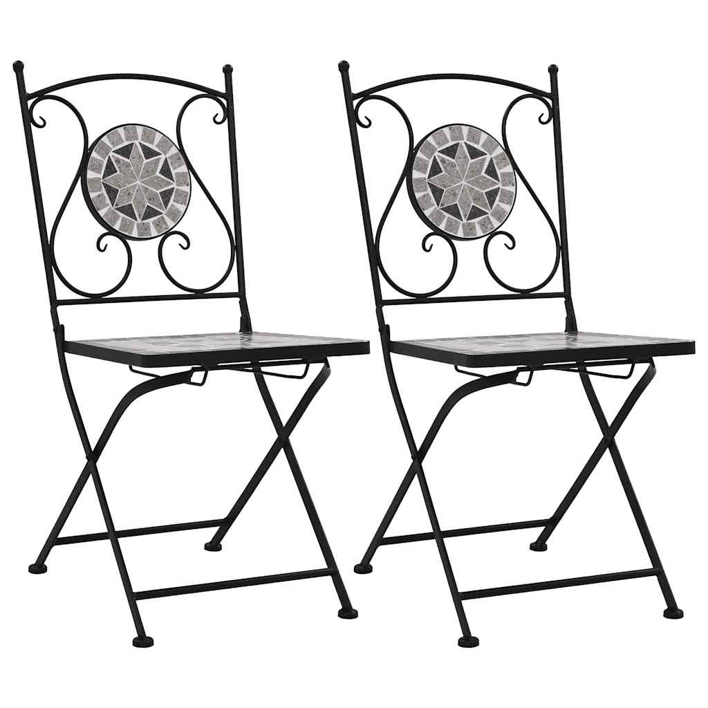 vidaXL Bistro Chairs mosaic 2 pcs ceramic brown