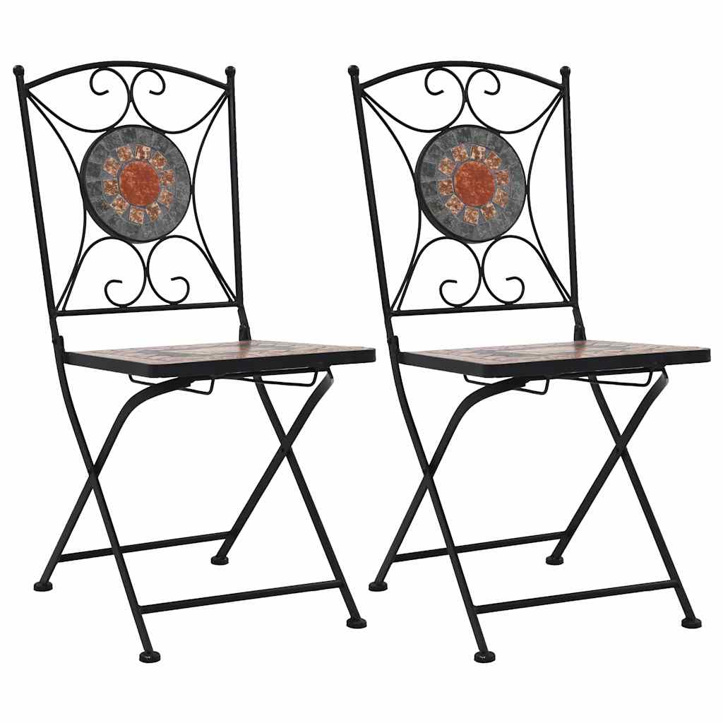 vidaXL Bistro Chairs mosaic 2 pcs ceramic brown
