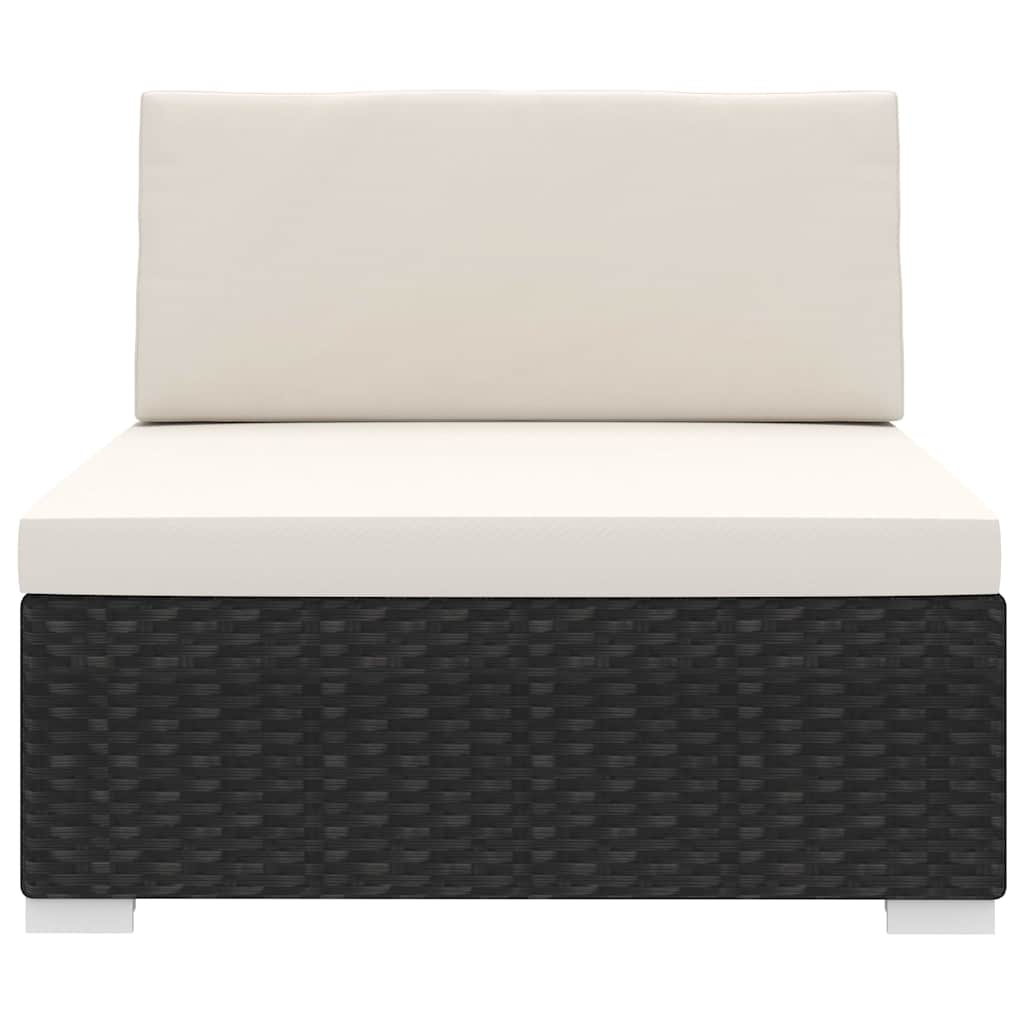 vidaXL Middenbank 1 st met kussens poly rattan bruin