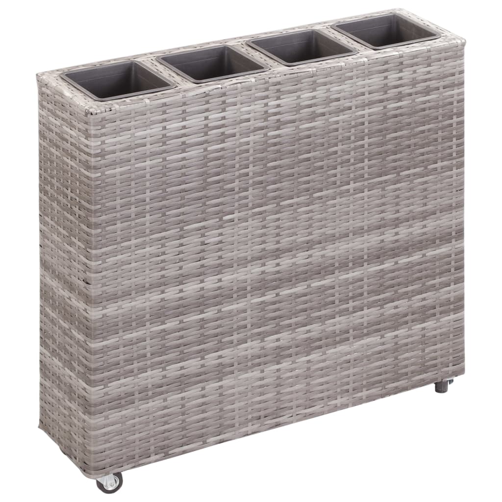 vidaXL Plantenbak verhoogd met 4 potten 80x22x79 cm poly rattan zwart