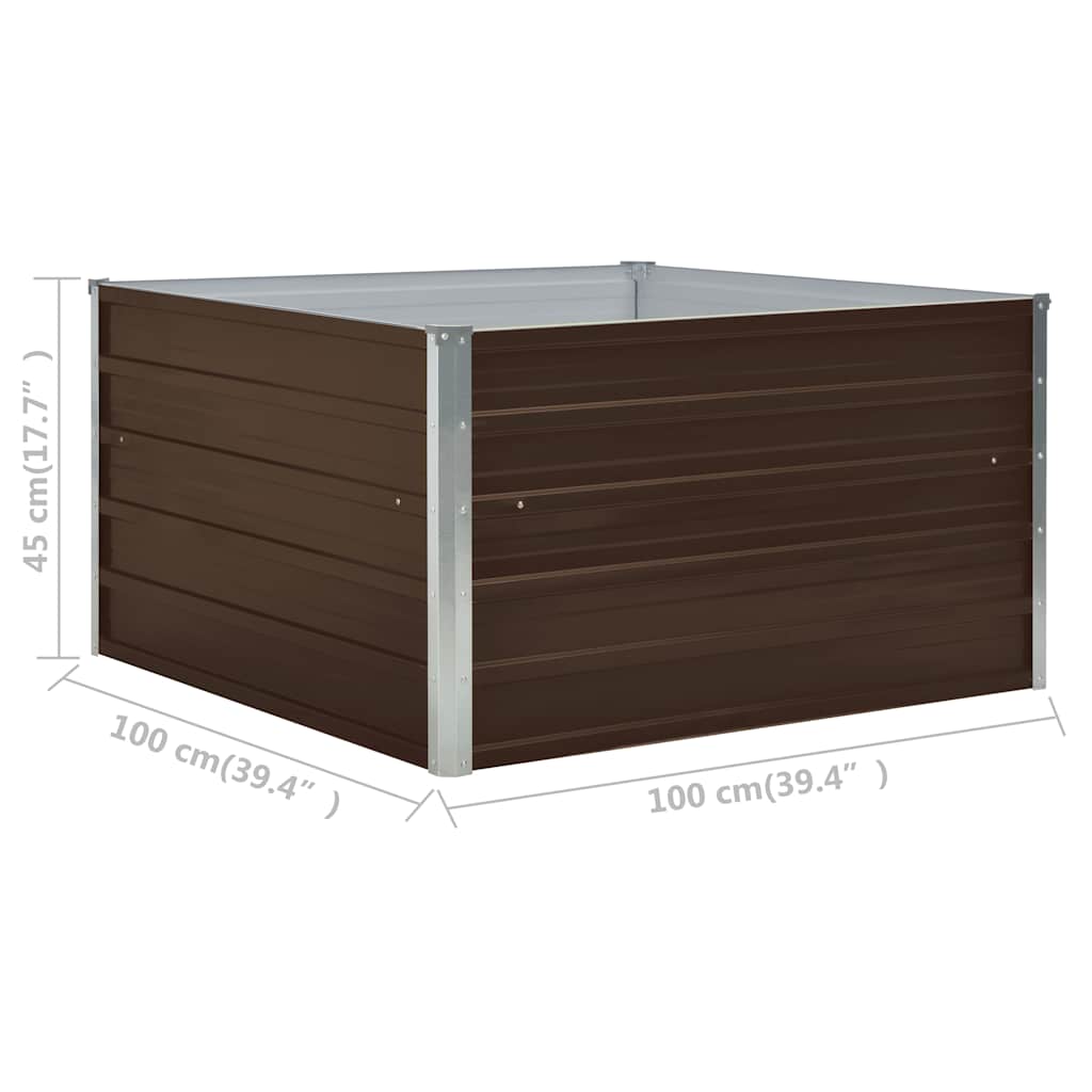 vidaXL Plantenbak verhoogd 100x100x45 cm gegalvaniseerd staal grijs
