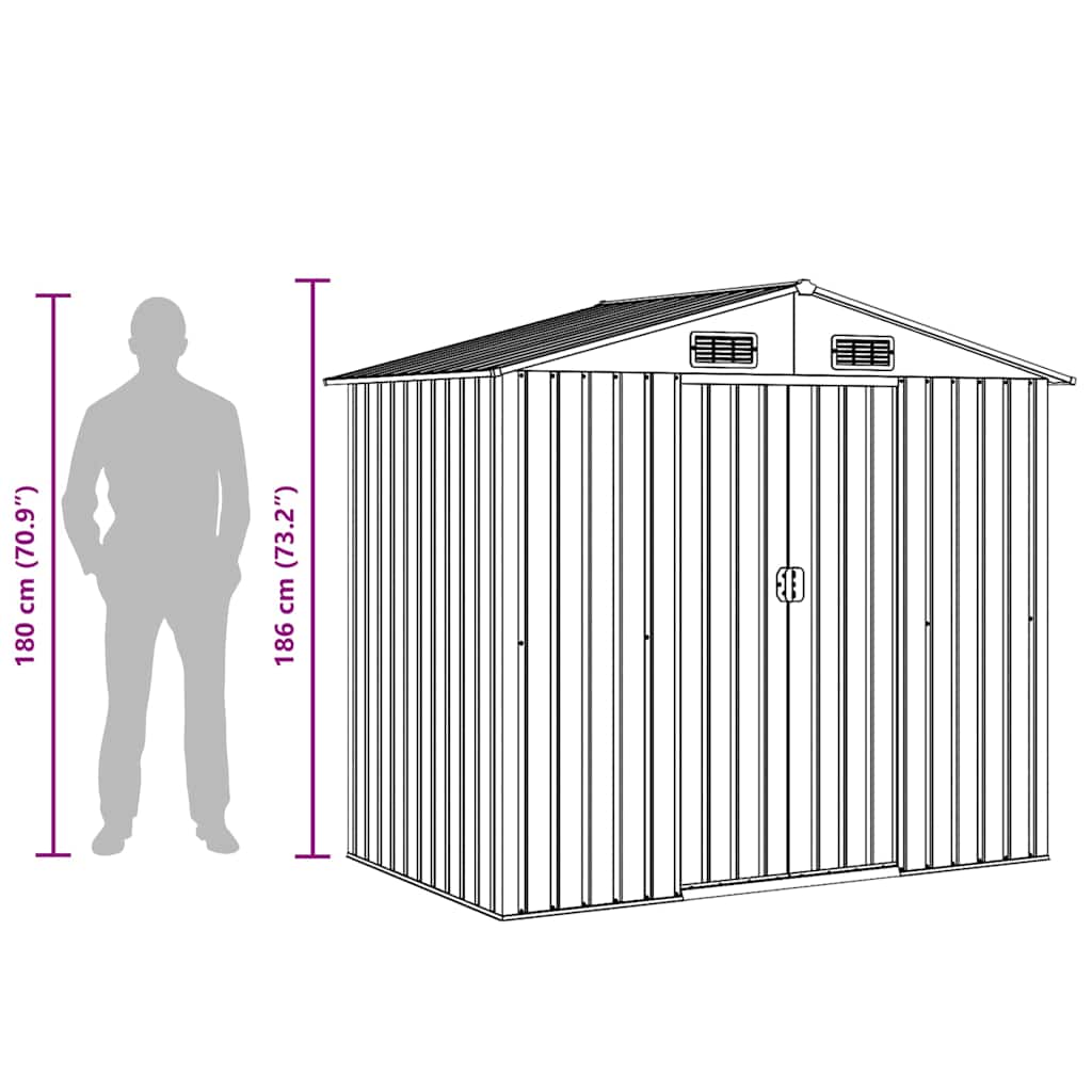 vidaXL Garden Shed 204x132x186 cm Metal Green