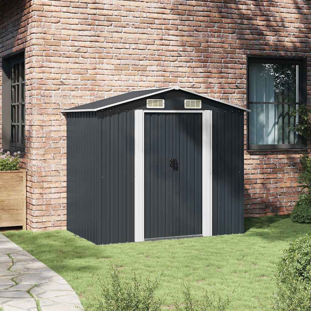 vidaXL Garden Shed 204x132x186 cm Metal Green