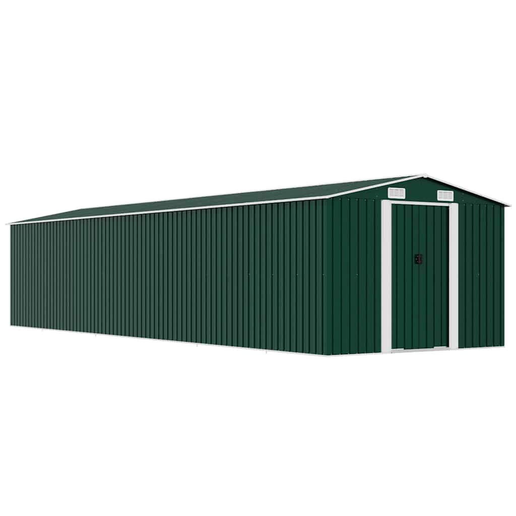 vidaXL Garden Shed 257x779x181 cm Galvanized Steel Green