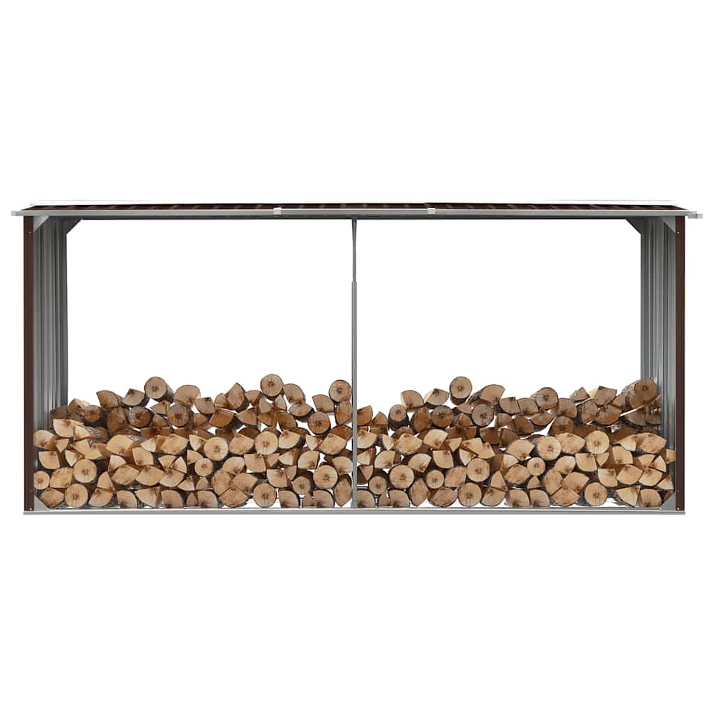 vidaXL Firewood Shed 330x92x153 cm Galvanized Steel Grey