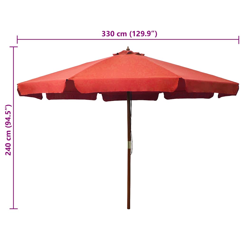 vidaXL Wooden Pole Parasol 330 cm Sand White