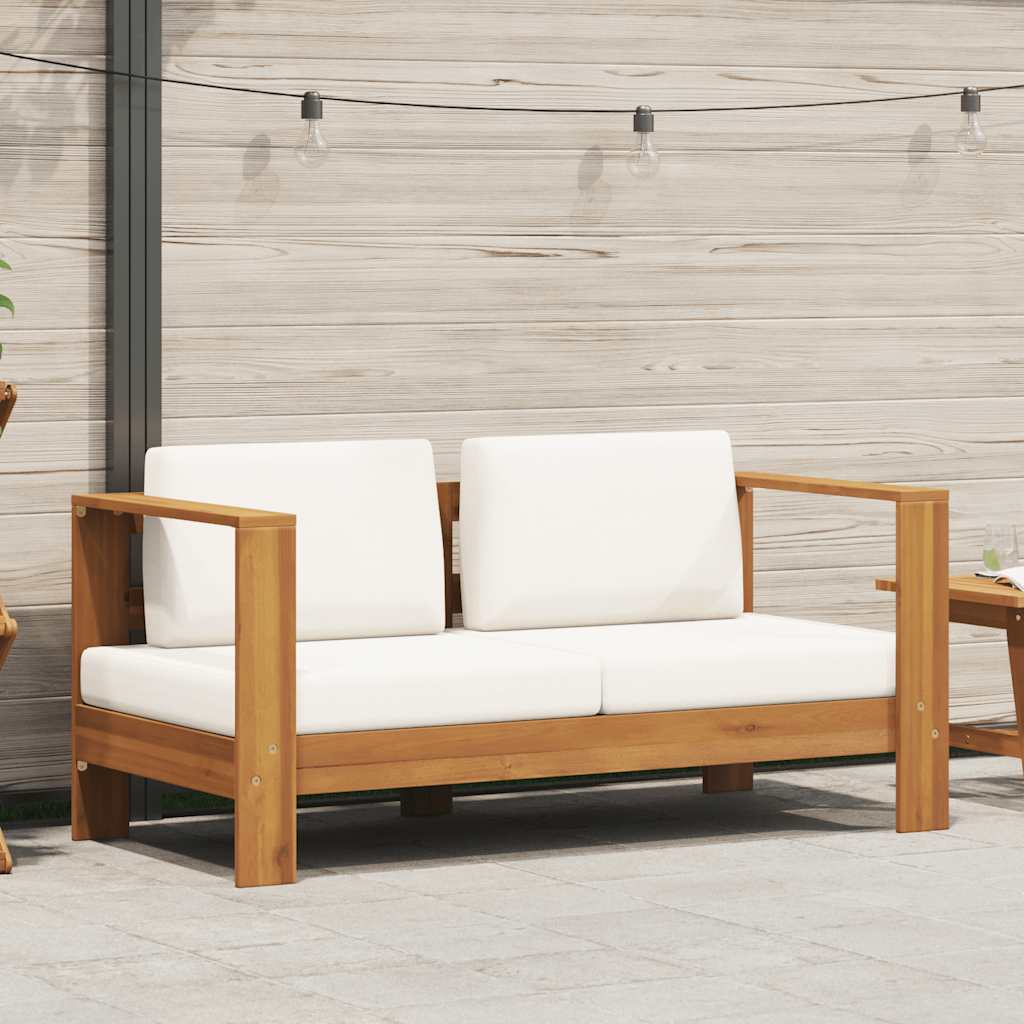 vidaXL 2-delige Loungeset met crèmewitte kussens acaciahout