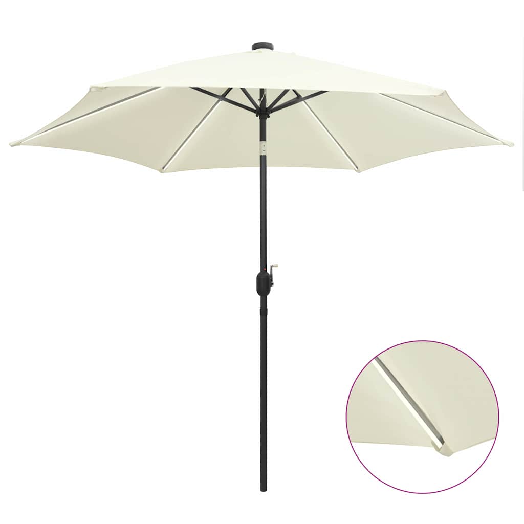 vidaXL Parasol met LED-verlichting en aluminium paal 300 cm groen