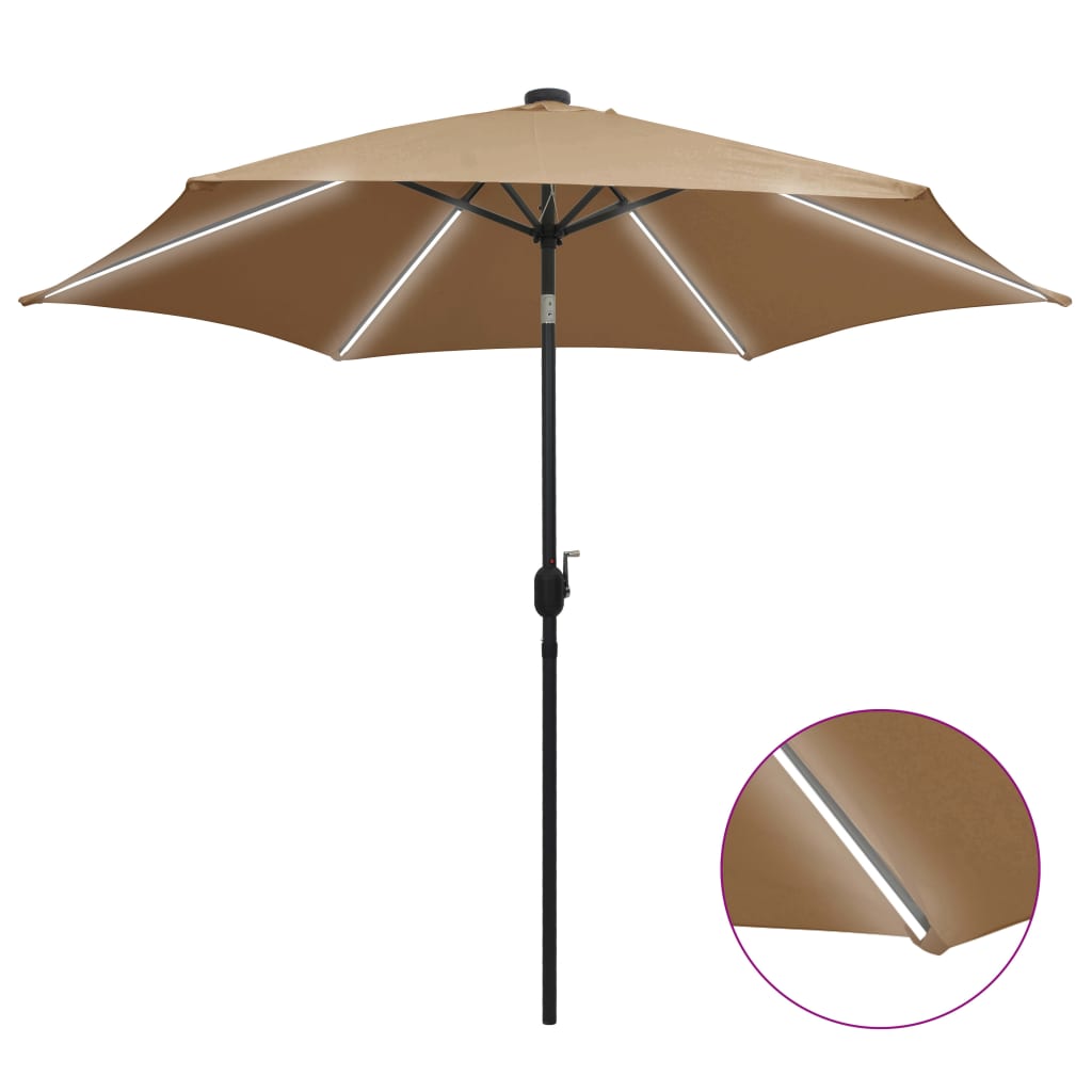 vidaXL Parasol met LED-verlichting en aluminium paal 300 cm groen