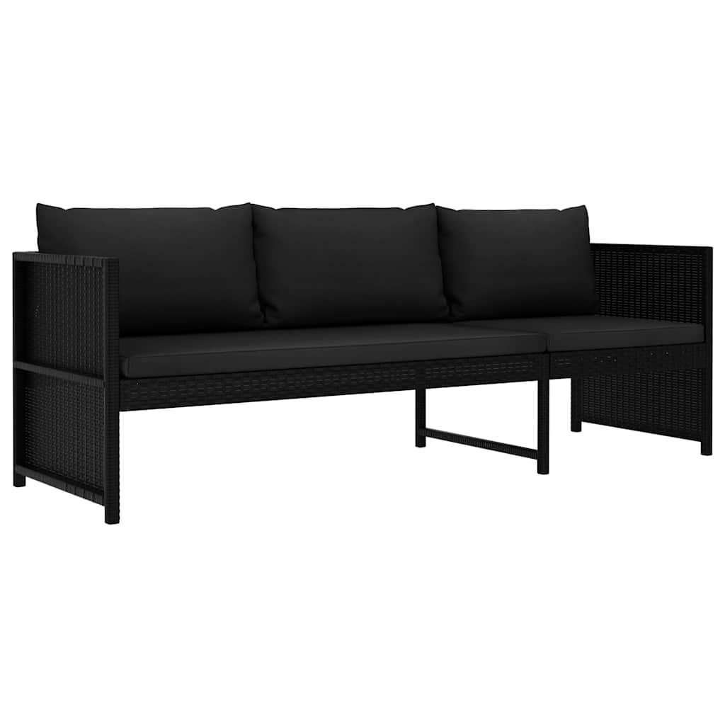 vidaXL 3-delige Loungeset met kussens poly rattan bruin