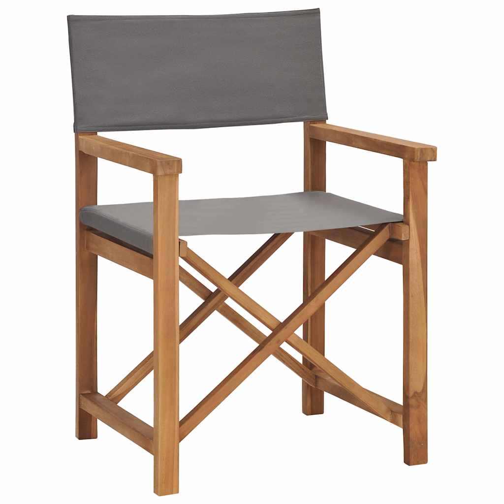 vidaXL Folding Director's Chairs 2 pcs Solid Teak Cream
