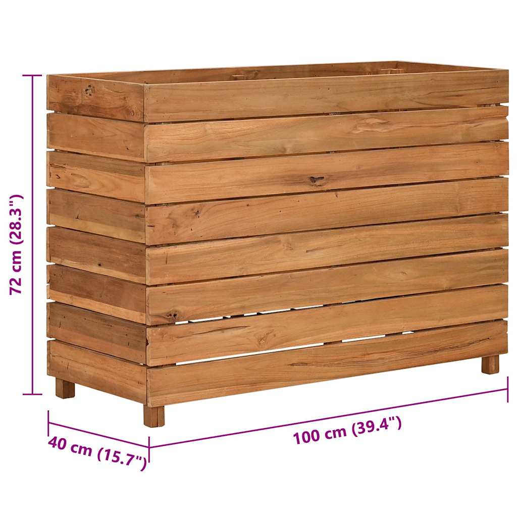 vidaXL Plantenbak verhoogd 50x40x38 cm gerecycled teakhout en staal