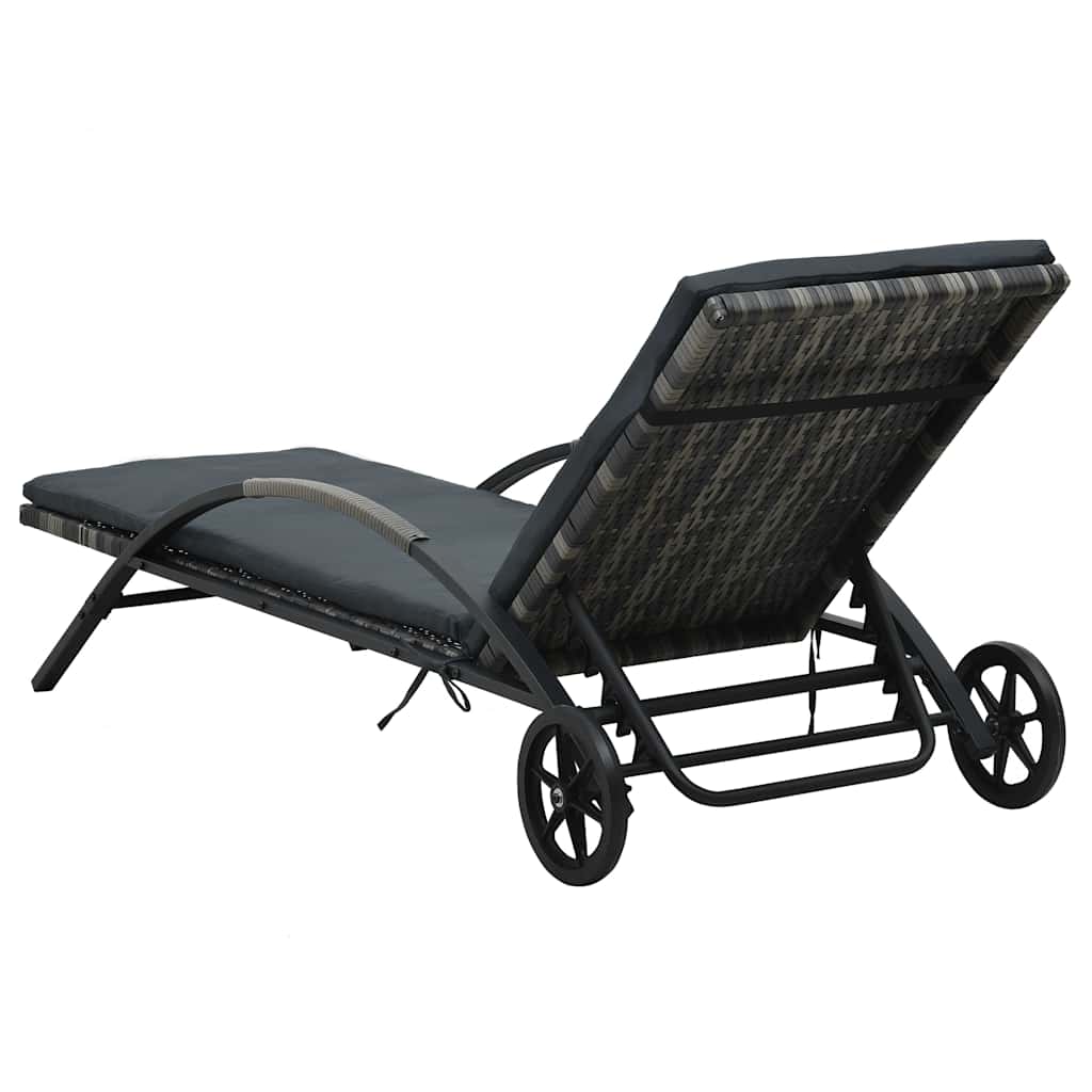 vidaXL Ligbedden met tafel poly rattan bruin