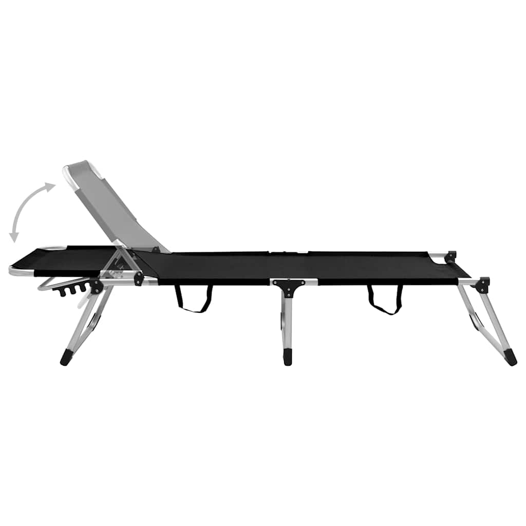 vidaXL Ligbed extra hoog inklapbaar senior aluminium grijs