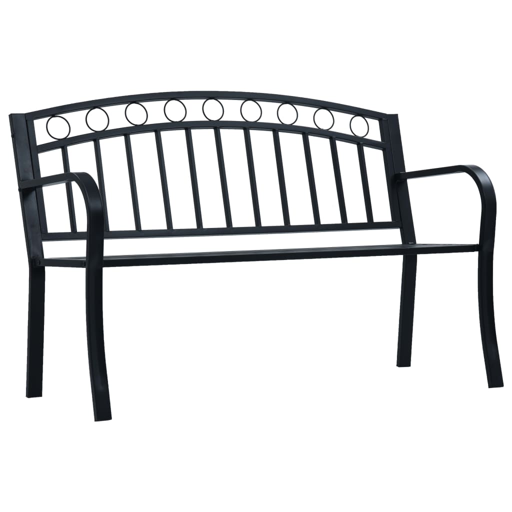 vidaXL Tuinbank met tafeltje 125 cm staal zwart