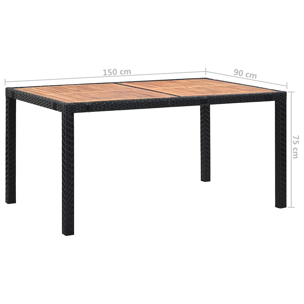 vidaXL 7-delige Tuinset poly rattan acaciahout zwart