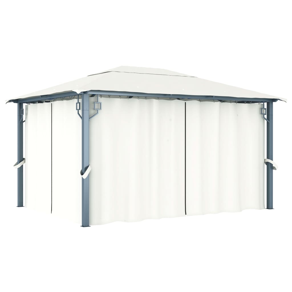 vidaXL Prieel met gordijn 300x300 cm aluminium taupe