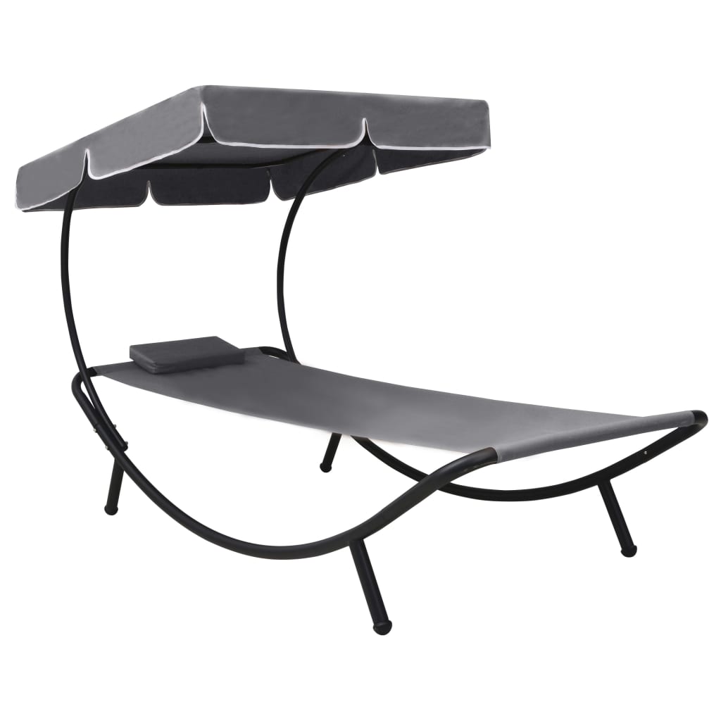 vidaXL Lounge Bed with Canopy and Cushion Black