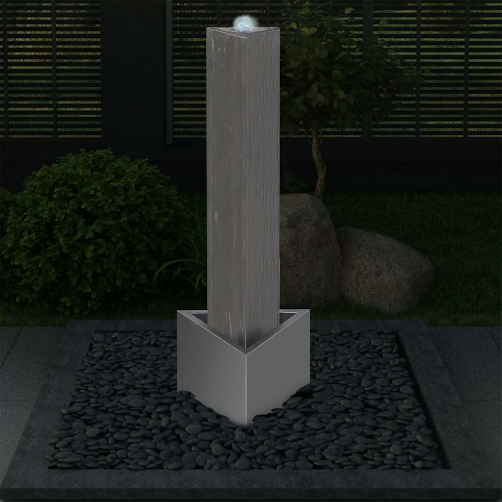 vidaXL Tuinfontein 37,7x32,6x110 cm roestvrij staal zilverkleurig