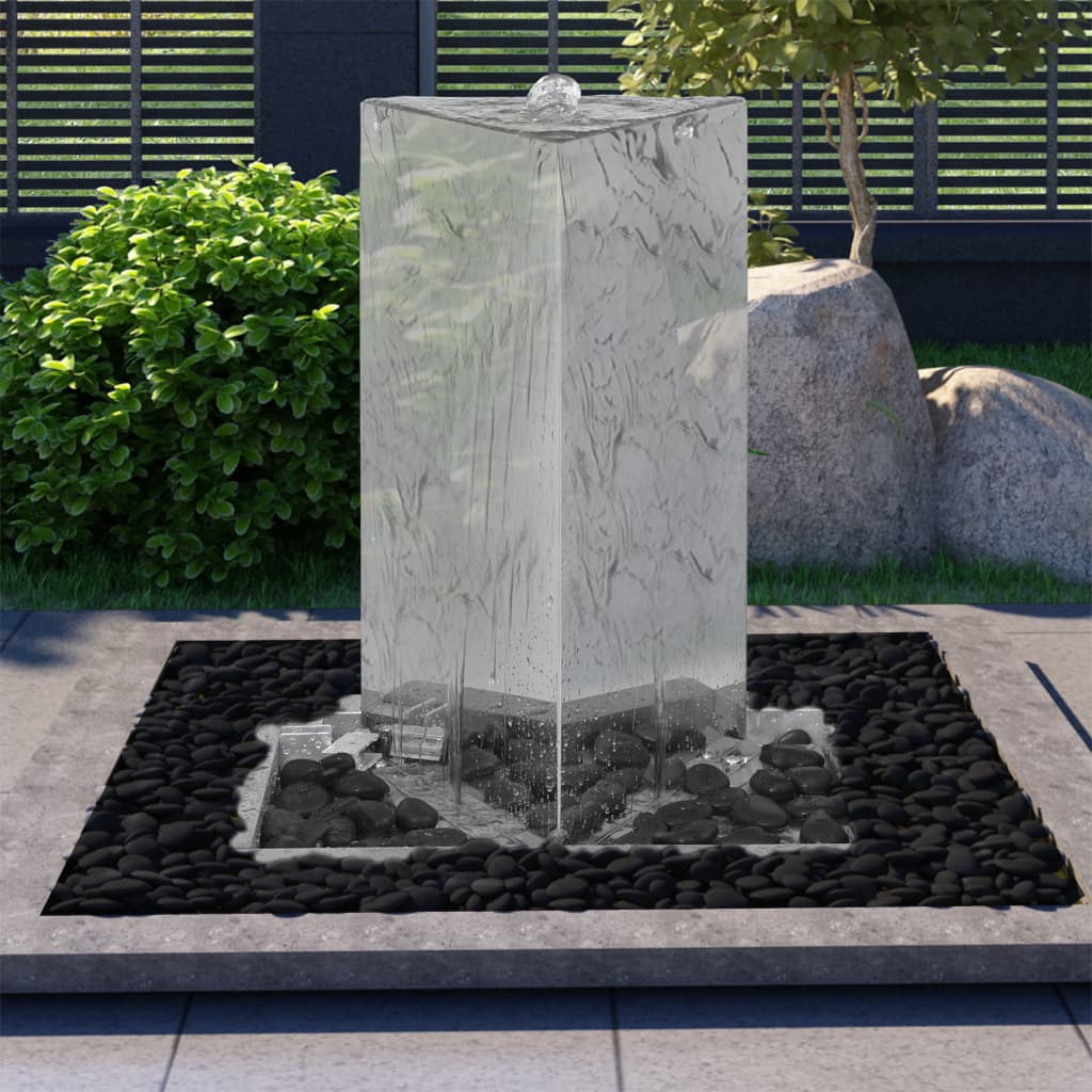 vidaXL Tuinfontein 37,7x32,6x110 cm roestvrij staal zilverkleurig